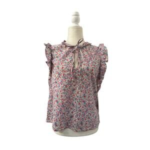 BB Dakota Womens Ruffle Sleeve Ditsy Floral Top Size Medium NWT
